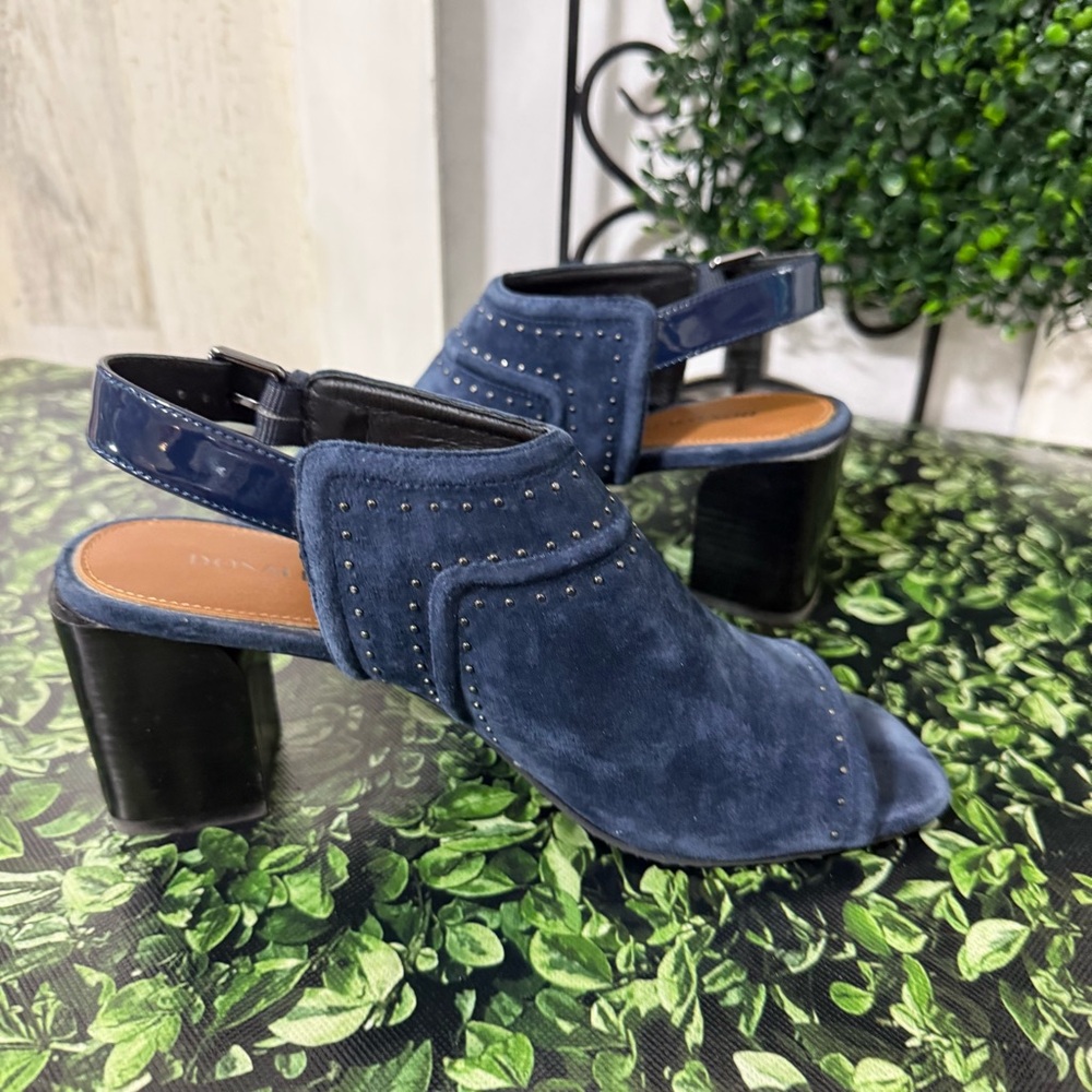 Donald J. Pliner Dark Blue Open-Toe Block Heels - Picture 2 of 14
